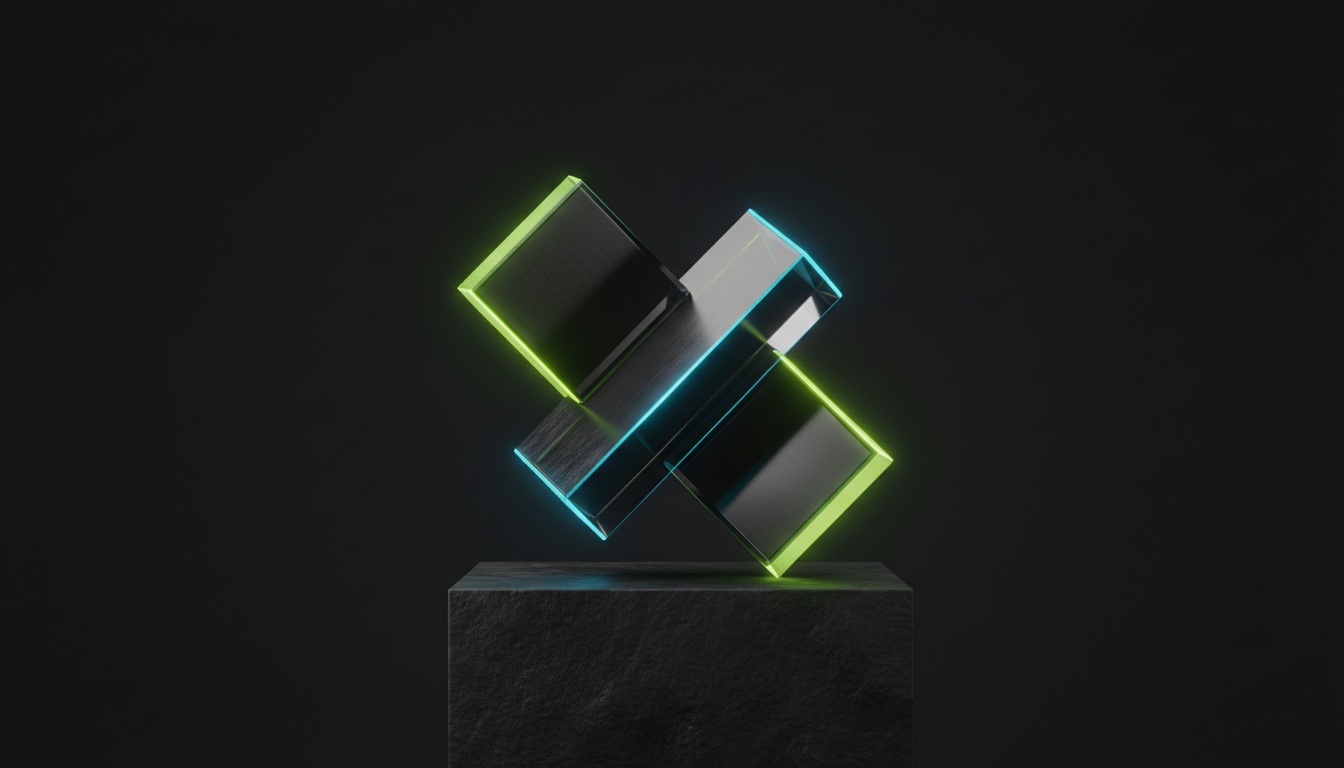 A centered field of varied luminous model forms converging on one selected path